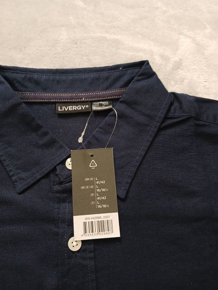 Чоловіча лляна сорочка з коротким рукавом р. L | Зображення 3