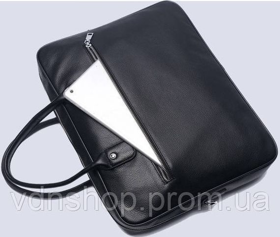 Кожаная мужская сумка для ноутбука 40х30х8, офисный деловой портфель Tiding Bag M364A черный | Зображення 5
