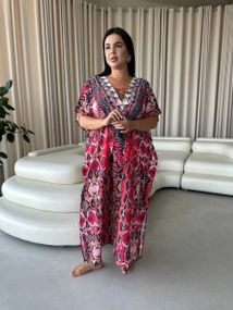 Легка максі сукня-туніка рожева PLUS SIZE для відпочинку