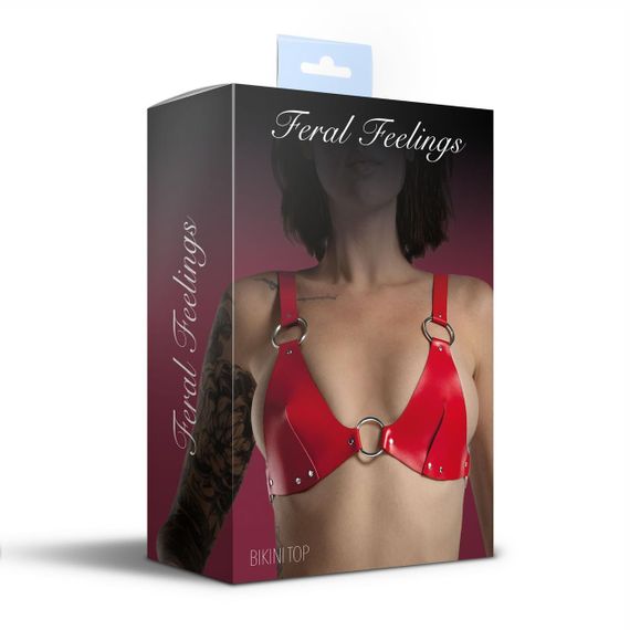 Лиф из натуральной кожи Feral Feelings - Bikini Top Red | Зображення 3