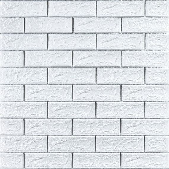 Самоклеюча 3D панель цегла біла смужка срібло 700х770х5мм (100-5) SW-00000753