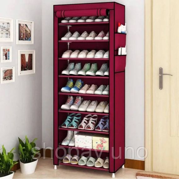 Шафа тканинна з полицями для одягу та взуття (58x30x158 см) Red | Зображення 2