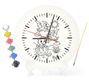 Детский набор для творчества часы раскраска Дети Динозавры 30 см (Г0052)