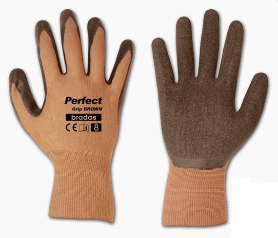 Рукавички захисні Bradas PERFECT GRIP BROWN латекс розмір 8 RWPGBR8