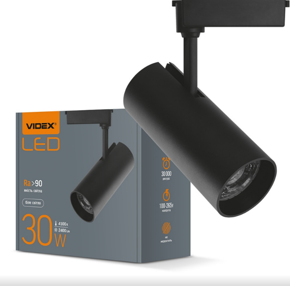 LED Светильник трековый 30W 4100К 220V черный VL-TR04-304B Videx