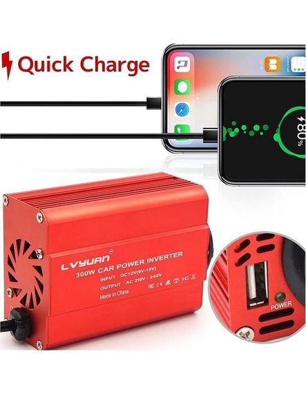 Инвертор автомобильный преобразователь напряжения LVYUAN 300 W + 2 USB порта (к гнезду прикуривателя) | Зображення 7