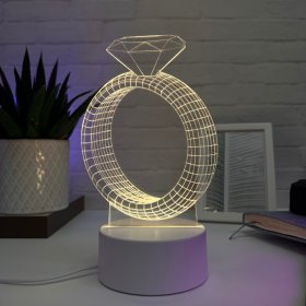 3D світильник-нічник «Каблучка з діамантом» 3D Creative | Зображення 1
