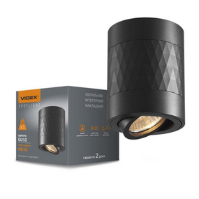 LED Світильник накладний під лампу GU10 чорний +чорна призма VL-SPF04A-BPB Videx