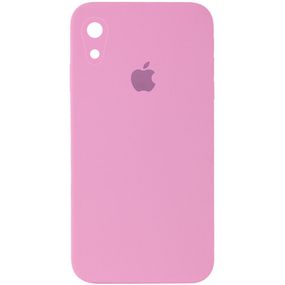 Чехол Silicone Case Square Full Camera Protective (AA) для Apple iPhone XR (6.1") Рожевий/Light pink