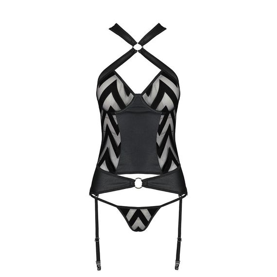 Сітчастий комплект із візерунком Passion Hima Corset black, L/XL | Зображення 4
