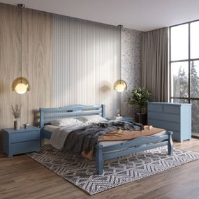 Односпальне дерев&#039;яне ліжко Mebigrand Монако Сіро-синій (S7010R90B) 80х200 см (MBG-4402)