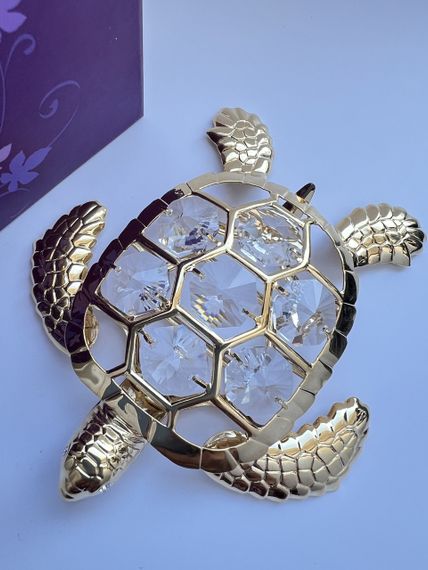 Кришталева мініатюра ручної роботи зі стразами Swarovski: Океанічна черепаха, 10 см | Зображення 2