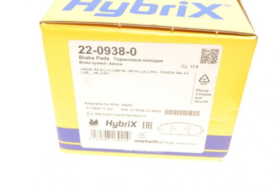 Колодки гальмівні передні Toyota Camry 17- Rav4 IV V Lexus ES NX RX 08- 22-0938-0 | Зображення 7