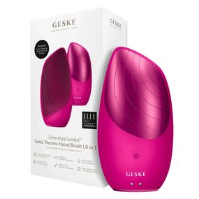 Электронная звуковая термо щетка для лица GESKE Sonic Thermo Facial Brush 6в1, Малиновый