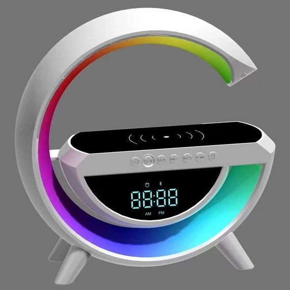 Настільна смарт лампа-нічник G-Smart BT-3401 з бездротовою зарядкою, колонкою та годинником | Зображення 7