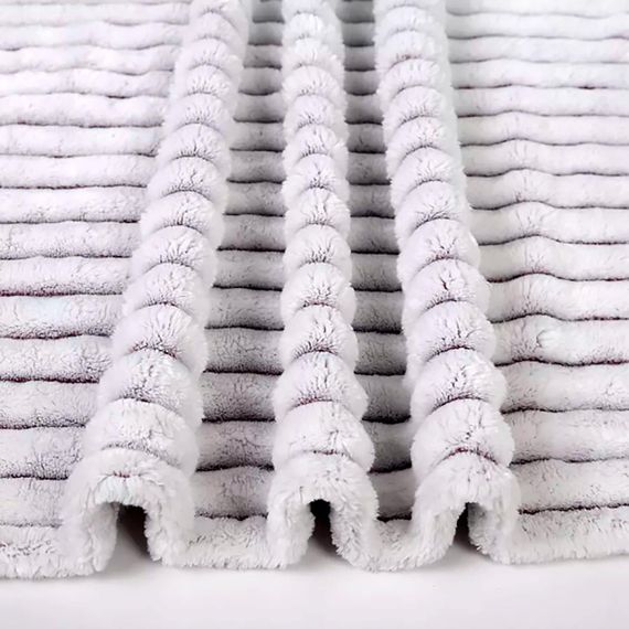 Плед флісовий в смужку(3 см) світло-сірий Love You 200 x 220 см | Зображення 5