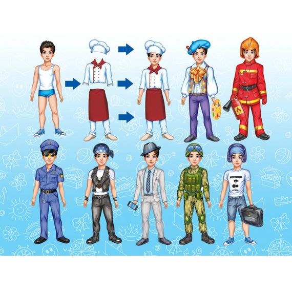 Дитяча гра на магнітах Вибери професію. Тарас 800200, 8 комплектів одягу | Зображення 1