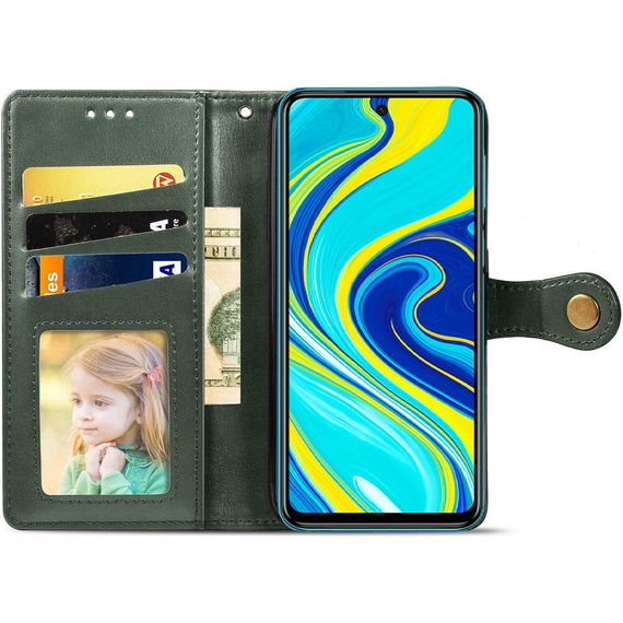 Шкіряний чохол-книжка GETMAN Gallant (PU) для Xiaomi Redmi Note 9s / Note 9 Pro / Note 9 Pro Max Зелений | Зображення 1