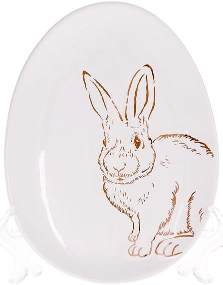 Тарілки в наборі 6 шт Bunny White - Gold 16.5х12х2см ceramic