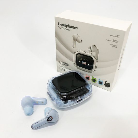 Бездротові вакуумні навушники TWS з дисплеєм LED, вологозахист IPx4 Bluetooth 5.4 з кейсом. Колір: блакитний | Зображення 6