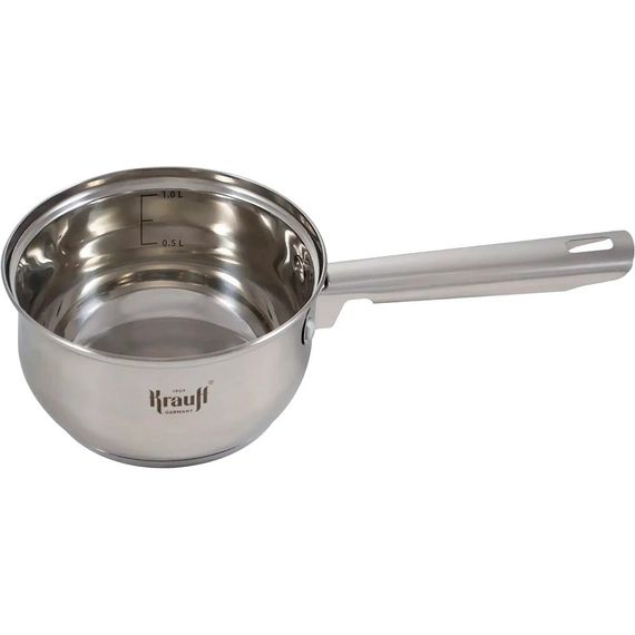 Ковш кухонный Krauff Steil 26-238-072, 1.2 л, 14 см, из нержавеющей стали с крышкой, для всех типов плит | Зображення 1