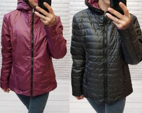 Куртка двостороння, арт.185, чорний / бордо