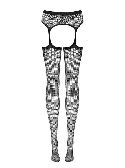 Сітчасті колготки-стокінги Obsessive Garter stockings S232 Чорні S/M/L | Зображення 3