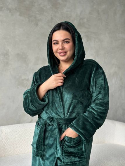 Теплий жіночий зелений халат PLUS SIZE | Зображення 9