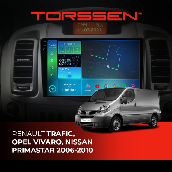 Штатна магнітола 2K Torssen Renault Trafic, Opel Vivaro, Nissan Primastar 06-10 F108256 4G Carplay DSP