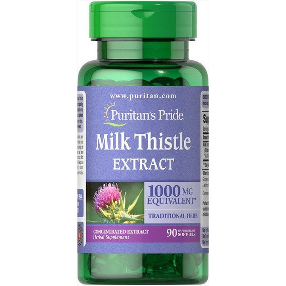 Розторопша Puritan's Pride Milk Thistle Extract 1000 mg 90 Softgels