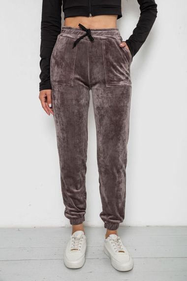 Штаны женские велюровые  -уценка, цвет коричневый, 238R57862-U-1