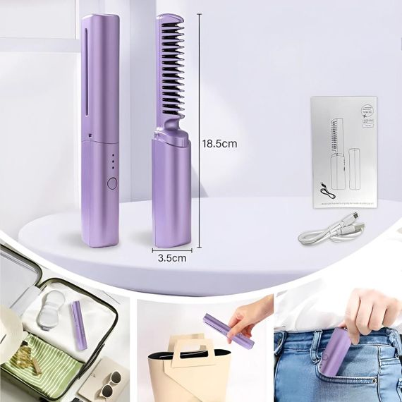 Плойка-гребінець для волосся 2в1, з USB, XL-683 / Випрямляч для волосся / Акумуляторний утюжок | Зображення 8