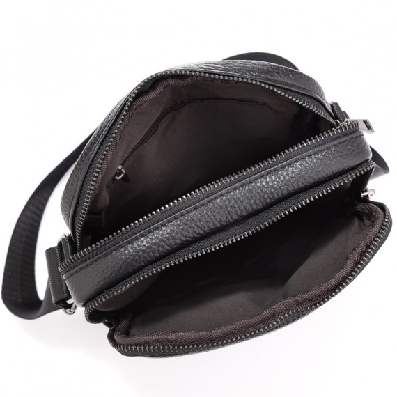 Шкіряна чоловіча сумка через плече чорна Tiding Bag 4134A | Зображення 7