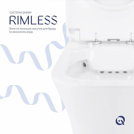 Унітаз-компакт Qtap Presto Quadro безобідковий із сидінням Soft-close QT24221215AW | Зображення 4