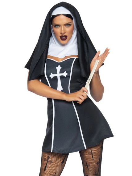 Костюм монашки Leg Avenue, S, Naughty Nun 2 предмета, черный sexstyle