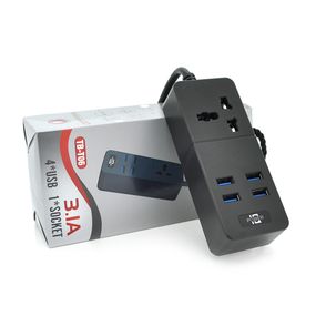 Сетевой фильтр ТВ-Т06.1 розетка+4 USB, 2м, сечение 3х0.75мм, 2500W, Black