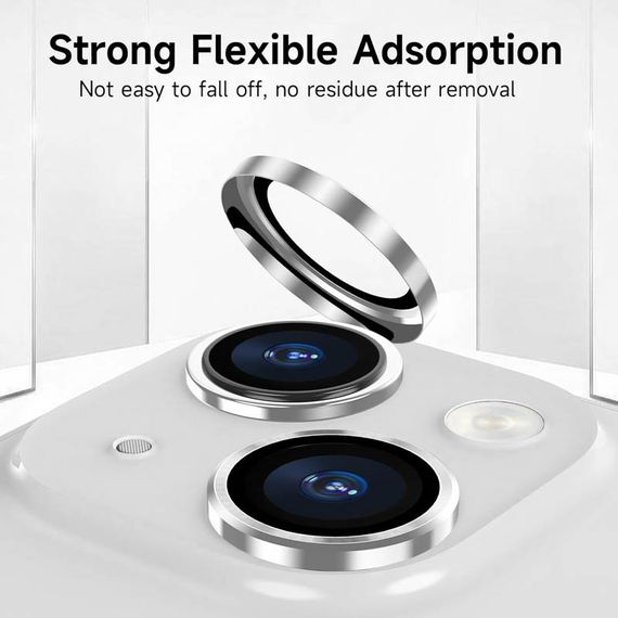 Захисне скло Metal Classic на камеру (у упак.) для Apple iPhone 14 (6.1") / 14 Plus (6.7") Срібний / Silver | Зображення 4