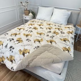 Ковдра євро відкрита двостороння з вовни Arda Camell wool 21438 195х215 см бежева