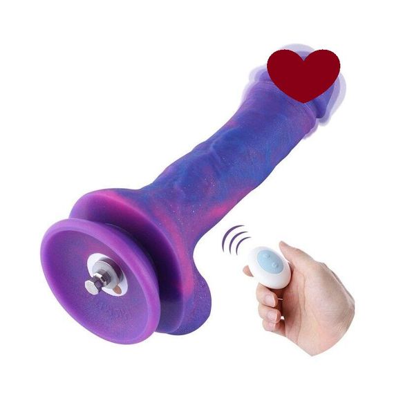 Фалоімітатор 8.2″ з вібрацією для секс-машин Hismith Purple Silicone Dildo with Vibe, KlicLok Sex Aura
