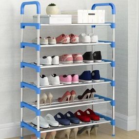 Полка для обуви Shoe Rack 6 полок Органайзер стойка 6 секций 56х28х113см. NS-110 Цвет: синий