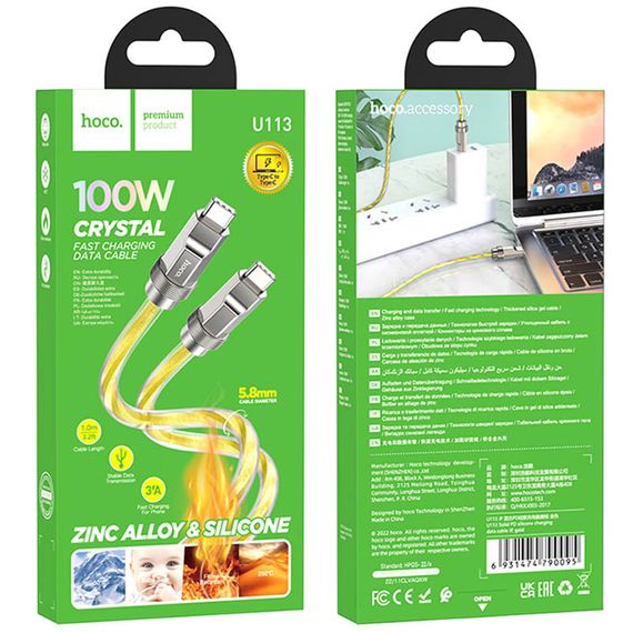 Дата кабель Hoco U113 Solid 100W Type-C to Type-C (1m) | Зображення 4