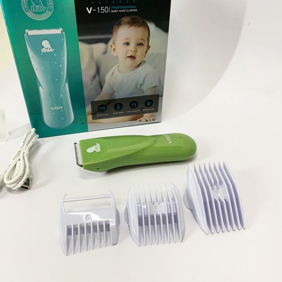 Дуже тиха бездротова машинка для стрижки волосся дітей VGR V-150 з насадками. Колір: зелений | Зображення 5