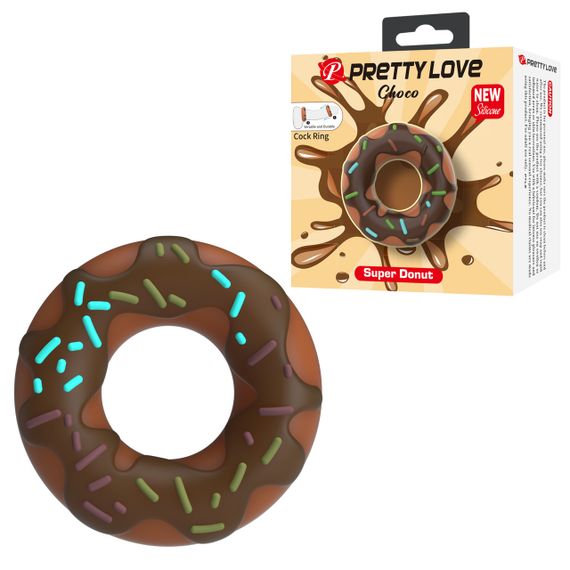 Ерекційне кільце - Pretty Love Choco Super Donut Silicone Cock Ring Sex Aura