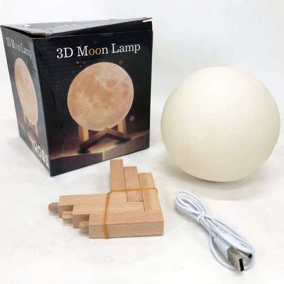 Нічник 3д світильник Moon Lamp 18 см, Лампа світильник 3д нічник, 3D JS-328 світильник нічник | Зображення 5