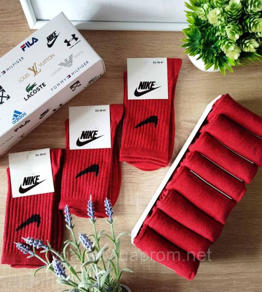 Шкарпетки високі Nike різні кольори, чоловічі шкарпетки Найк різнокольорові, спортивні шкарпетки, Червоні 41-45