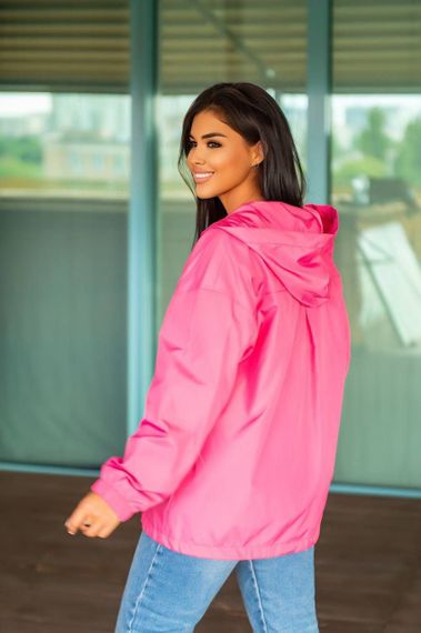 Женская свободная ветровка оверсайз с капюшоном FC1829 размер 50/54, цвет розовый | Зображення 3