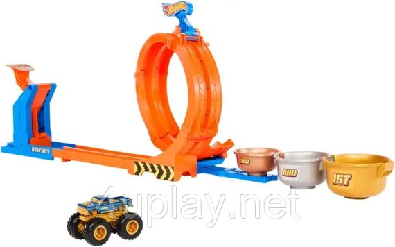 Трек Hot Wheels Monster Trucks Бігфут 50-летие Петля Прыжок за трофеем | Зображення 3