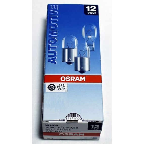 Указательная лампа накаливания OSRAM 921NA WY16W 12V W2,1X9,5 Amber 5X10FS | Зображення 1