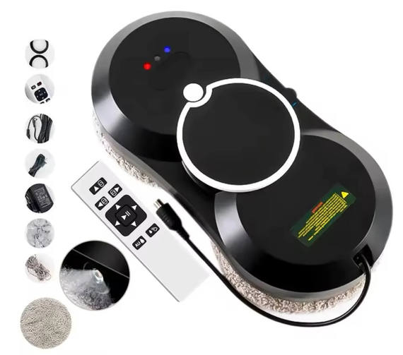 Робот для миття вікон NEW Glass Cleaning Robot з пультом дистанційного керування чорний