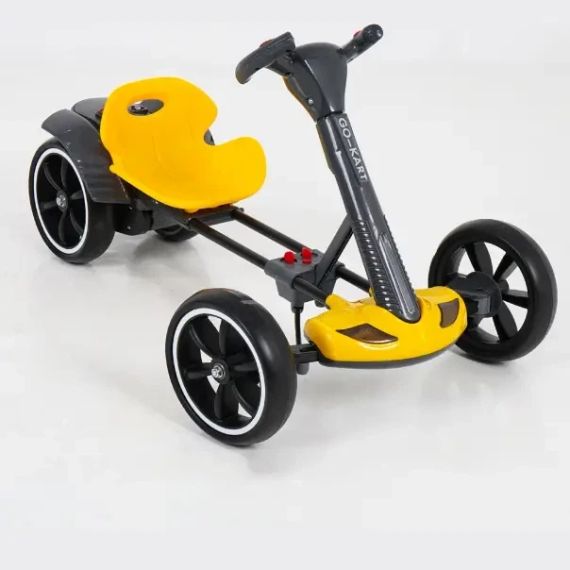 Дитячий складаний електромобіль Go-Kart з акумулятором та пультом електрокар Жовтий | Зображення 4